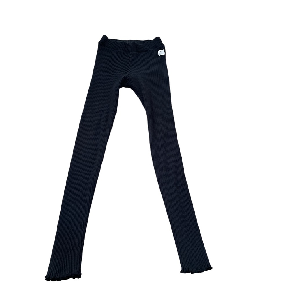 Kid’s Zara Black Ribbed Leggings with Lettuce Hem  Size: 13-14